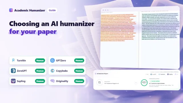 Abstract illustration about choosing an AI humanizer for academic writing: a checklist beside a manuscript under evaluation