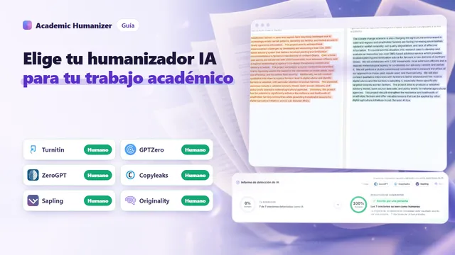 Ilustración abstracta sobre cómo elegir un humanizador de IA para escritura académica: una lista de control junto a un manuscrito en evaluación