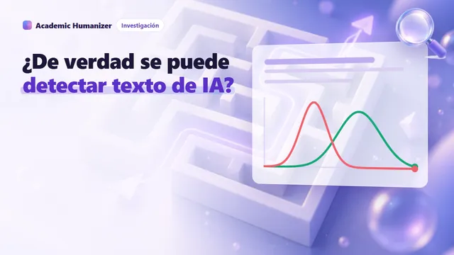Ilustración abstracta sobre si el texto generado por IA puede detectarse de forma fiable: dos ondas superpuestas que se funden lentamente, con la aguja de un detector suspendida en