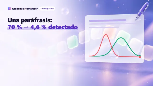Ilustración abstracta sobre la paráfrasis y la detección de IA: un párrafo que adopta una forma nueva mientras su idea central sigue iluminada