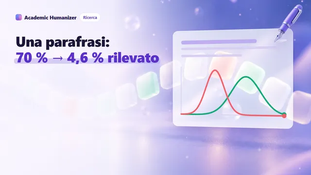 Illustrazione astratta su parafrasi e rilevamento AI: un paragrafo rimodellato in una nuova forma mentre la sua idea centrale resta illuminata