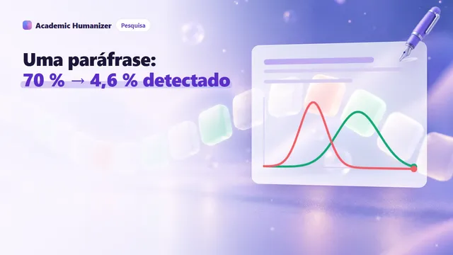 Ilustração abstrata sobre paráfrase e detecção de IA: um parágrafo remodelado em uma nova forma enquanto sua ideia central continua iluminada