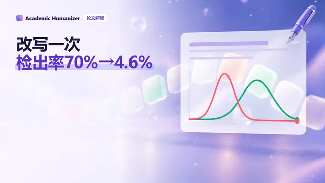 关于改写与 AI 检测的抽象插图:一个段落被重塑成新的形态,而其核心思想始终亮着