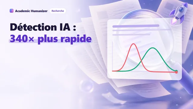 Illustration abstraite sur Fast-DetectGPT et Binoculars : une paire de lentilles examinant une ligne de texte, avec des barres de probabilité s'élevant derrière les mots