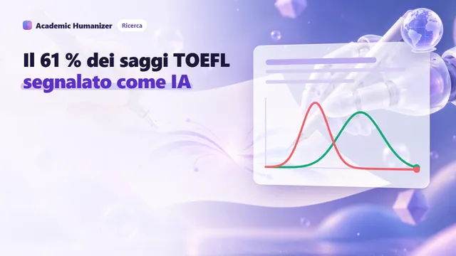Illustrazione astratta sul bias degli AI detector verso chi scrive in inglese come seconda lingua: due pile di saggi, una segnata da bandierine di avviso, sotto un fascio di scansi