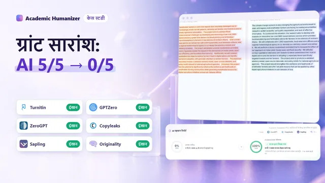 Humanize किए गए grant proposal की समीक्षा पर एक अमूर्त चित्र, प्रोजेक्ट सारांश में टाइमलाइन का निशान वापस लगाया जा रहा है