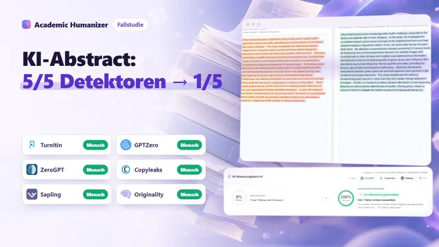 Abstrakte Illustration zum Humanisieren eines KI-entworfenen Forschungsabstracts, dessen Sätze Zeile für Zeile markiert und geprüft werden