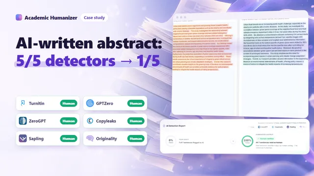 Abstract illustration about humanizing an AI-drafted research abstract, with sentences marked and checked line by line
