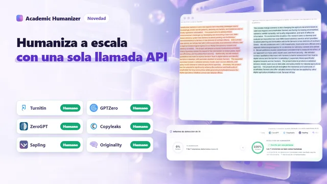 Ilustración abstracta sobre una API de humanizador de IA: una solicitud que pasa por una comprobación de clave y una puerta hasta un bloque de procesamiento de texto