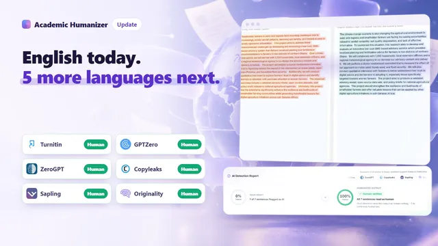 Abstract illustration about multilingual AI humanizing, several scripts flowing into a single manuscript page