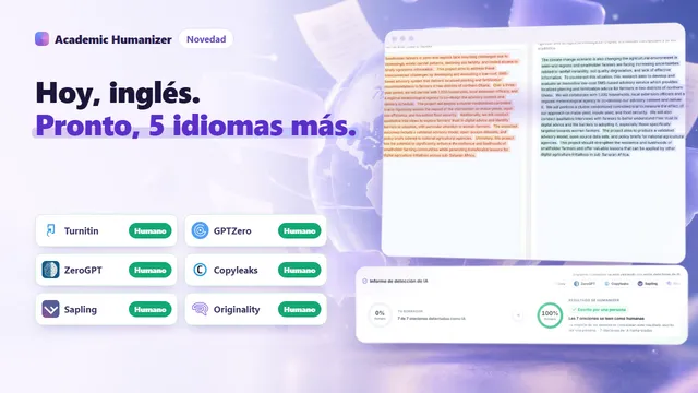 Ilustración abstracta sobre la humanización de textos de IA en varios idiomas, con distintas escrituras que confluyen en una sola página de manuscrito