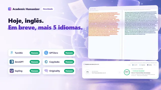 Ilustração abstrata sobre humanização de textos de IA em vários idiomas, com diferentes alfabetos fluindo para uma única página de manuscrito