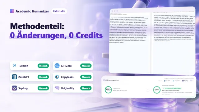 Abstrakte Illustration zur KI-Erkennung in einem Methodenteil, mit Tabellen, Statistiken und Protokollschritten unter gleichmäßigem bernsteinfarbenem Scanlicht