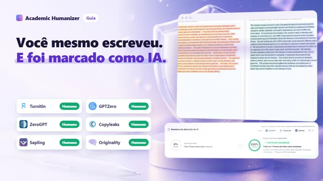 Ilustração abstrata sobre ser sinalizado injustamente como IA: a pilha de rascunhos e a linha do tempo de versões de um autor ao lado de um alerta
